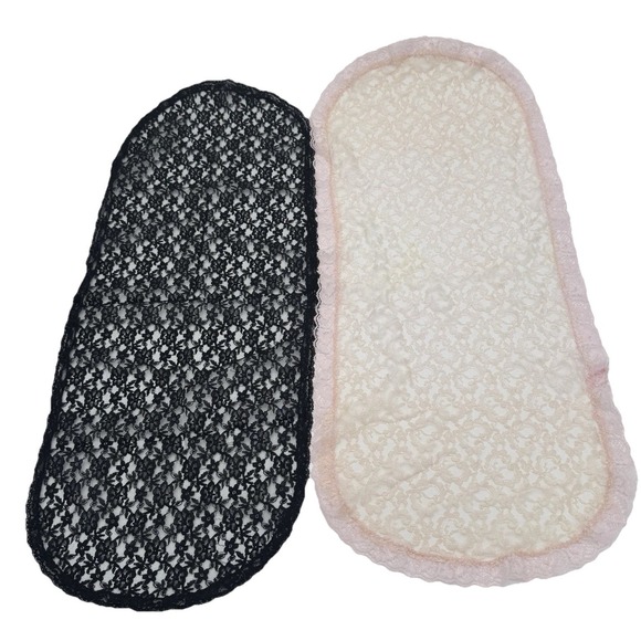 Handmade Other - Vintage Lace Table Runners Black & Cream Pink Set Cottagecore Veil Bridal